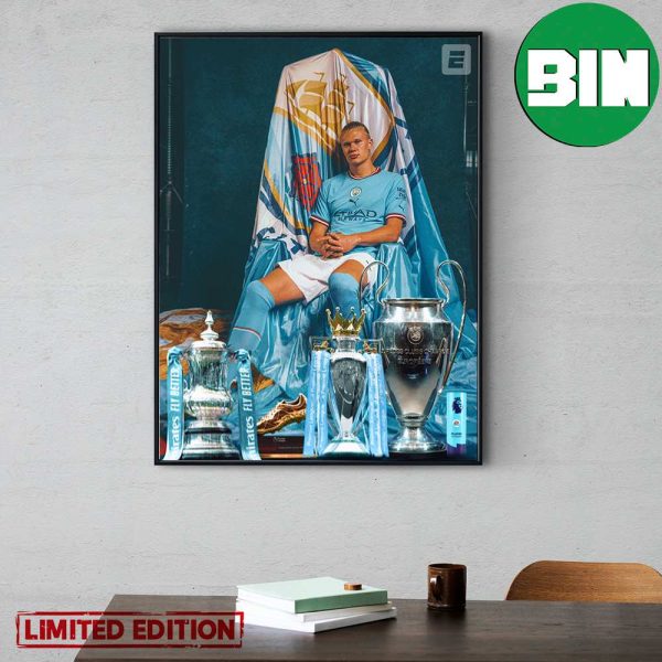 Erling Haaland For Man City UEFA Champions League 2023 Winner Home Decor Poster-Canvas