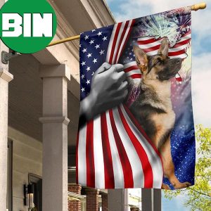 German Shepherd Inside American Flag Dog Patriotic 4Th Of July Outdoor Decorations 2 Sides Garden House Flag