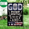 God Gun And Trump Flag Support President Trump American Pride Flag Indoor Outdoor Decorative 2 Sides Garden House Flag