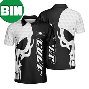 Golf And Skull Black And White Best Golf Polo Shirt