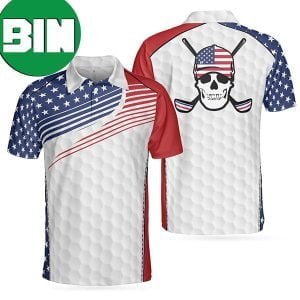 Golf Skull Wear Hat American Flag Patriotic Golf Polo Shirt