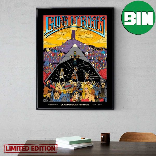 Guns And Roses Saturday 24th June 2023 Glastonbury Festival Home Decor Poster Canvas