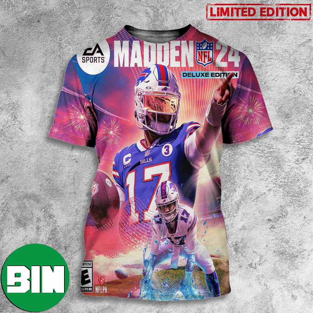 Josh Allen Number 17 NFL Madden NFL 24 Deluxe Edition EA Sports New Poster 3D T-Shirt