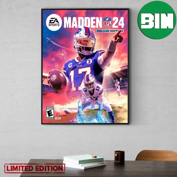 Josh Allen Number 17 NFL Madden NFL 24 Deluxe Edition EA Sports New Poster-Canvas