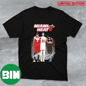 LeBron James x Jimmy Butler x Dwayne Wade Miami Heat Signatures Fan Gifts T-Shirt