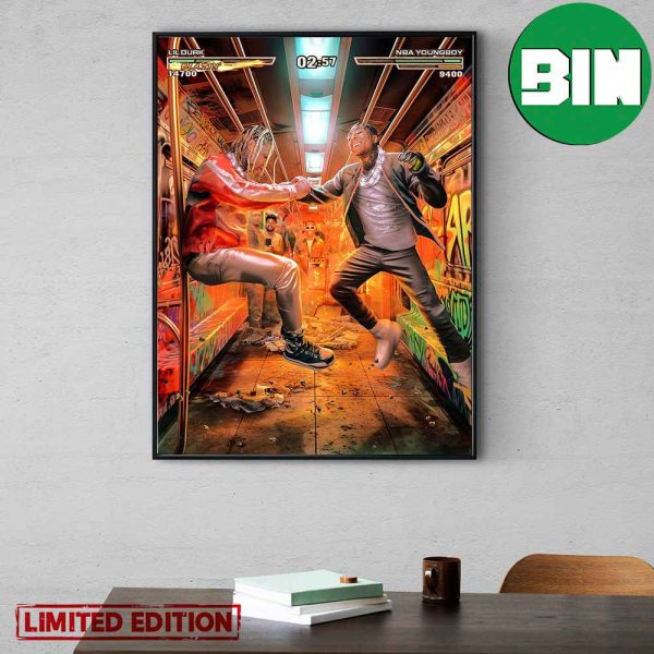 Lil Durk vs NBA Young Boy Street Fighter Style Home Decor Poster-Canvas