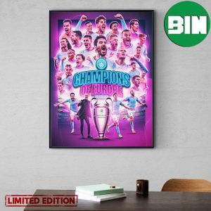 Manchester City Is Champions Of Europe Congrats Winner UEFA Champions League 2023 Home Decor Poster-Canvas