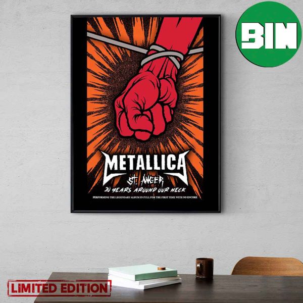 Metallica St Anger 20 Years Around Our Neck 20th Anniversary Home Decor Poster-Canvas