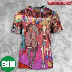Miles Morales Gwen Stacy And Spider Cat Spider Man Across The Spider Verse Manga Style 3D T-Shirt
