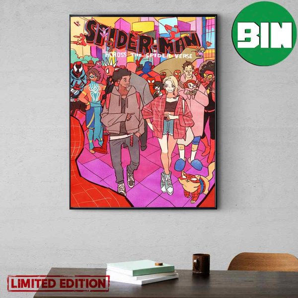 Miles Morales Gwen Stacy And Spider Cat Spider Man Across The Spider Verse Manga Style Poster Canvas