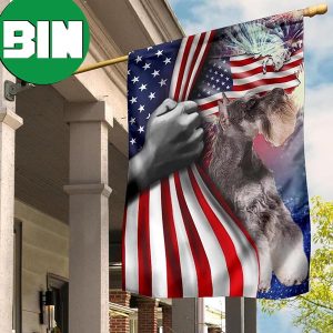 Miniature Schnauzer With American Flag 4Th Of July Outdoor Patriotic Yard Decor Dog Owners 2 Sides Garden House Flag