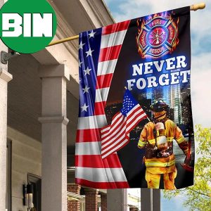 Never Forget Firefighters Inside American Flag Twin Towers Attack Memorial Flag Garden Decor 2 Sides Garden House Flag