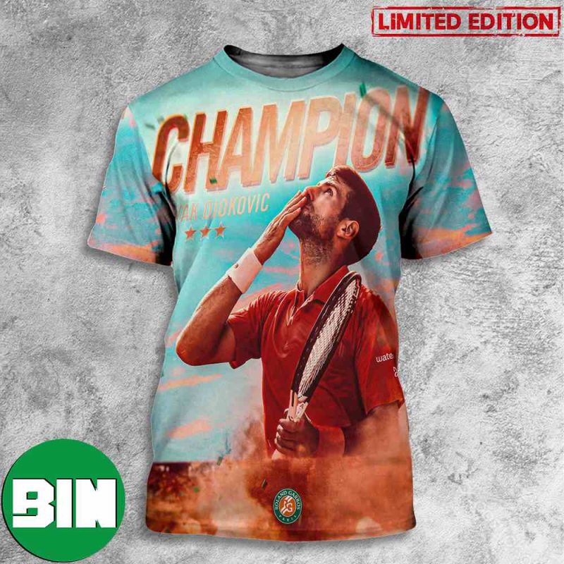 Novak Djokovic Championships French Open Men's 2023 3D TShirt Binteez