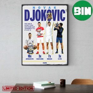 Novak Djokovic First Man Is History Win Each Grand Slam Tournament Title At Least 3x US Open Tennis Home Decor Poster-Canvas