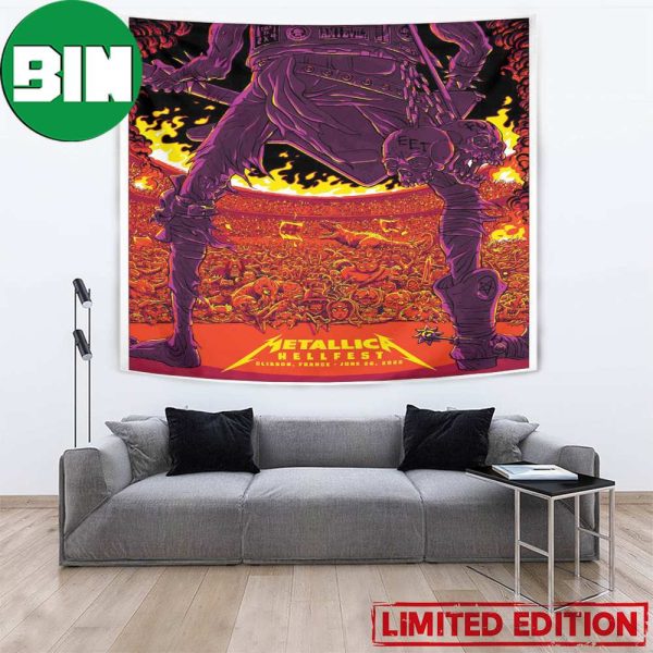 Official Metallica At Hellfest 2022 June 26 Clisson France Home Decor Poster Tapestry