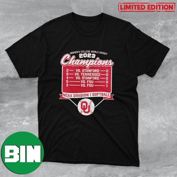 Oklahoma Sooners Fanatics Branded 2023 NCAA Softball Women’s College World Series Champions Schedule Fan Gifts T-Shirt