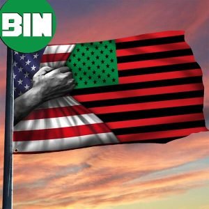 Pan American Flag Inside USA Flag African American The Black Liberation Juneteenth Decor 2 Sides Garden House Flag