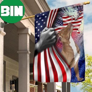 Pitbull With American Flag Patriotic 4Th Of July Outdoor Decor Dog Owner Gift Ideas 2 Sides Garden House Flag