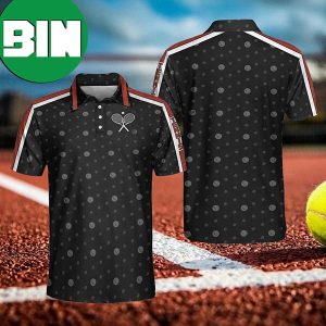 Tennis Clay Version Black Dot And Tennis Ball Pattern Polo Shirt