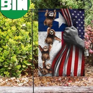 Texas American Flag Vintage Sloth 4th Of July Patriotic Gifts 2 Sides Garden House Flag