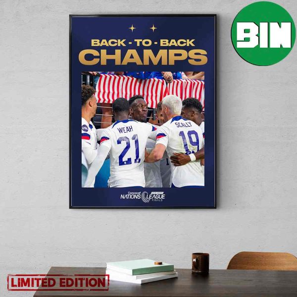 US Men’s National Soccer Team Back To Back Champions Nations League Finals Home Decor Poster Canvas