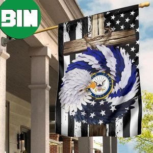 US Navy Eagle Wreath Cross Flag Patriotic Christian Proud US Navy Decorations 4Th Of July 2 Sides Garden House Flag