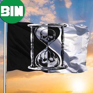 Unus Annus Flag Skull With Hourglass Black And White Haloween Gifts For Home Decor 2 Sides Garden House Flag