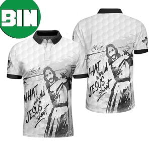 What Would Jesus Shoot Black And White Golf Polo Shirt