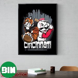 Cincinnati Bengals x Cincinnati Reds art by Eric Poole Art Decor Poster Canvas