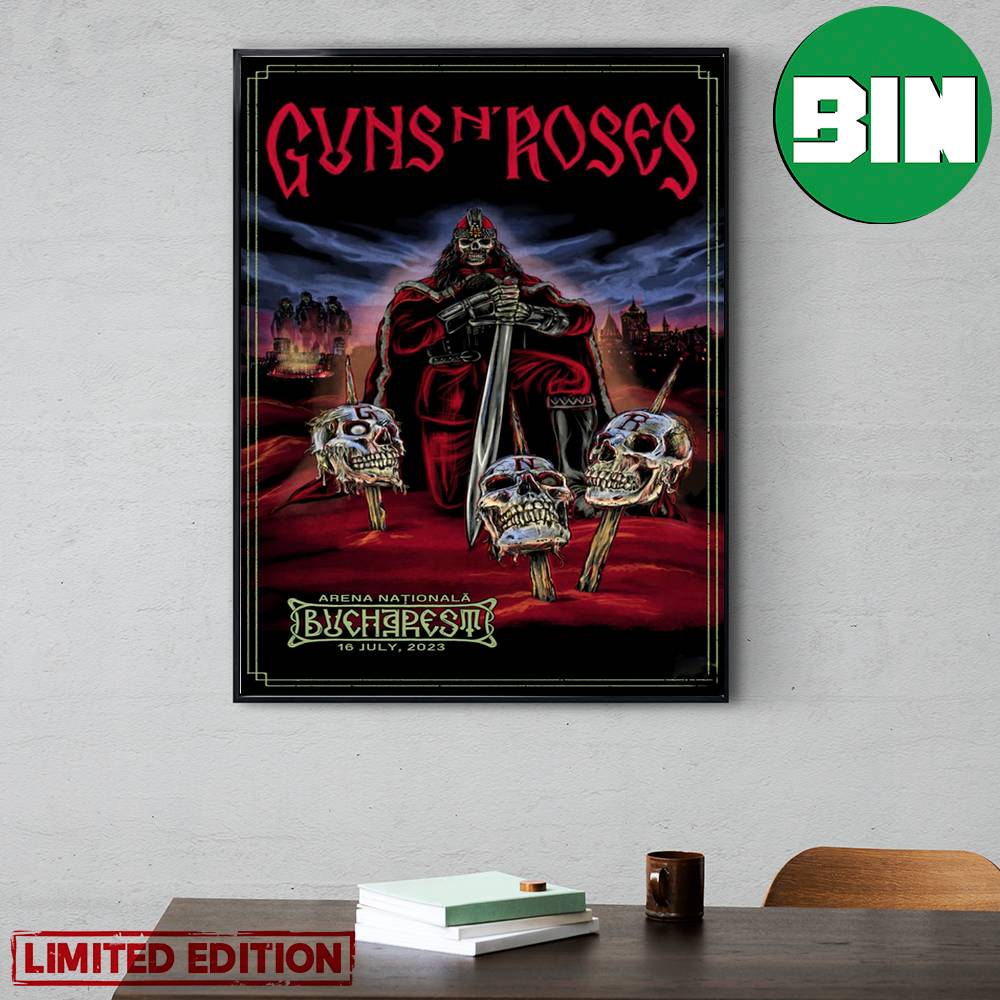 Guns N Roses Arena Nationala Bucharest Romania 16 July 2023 Home Decor Poster Canvas