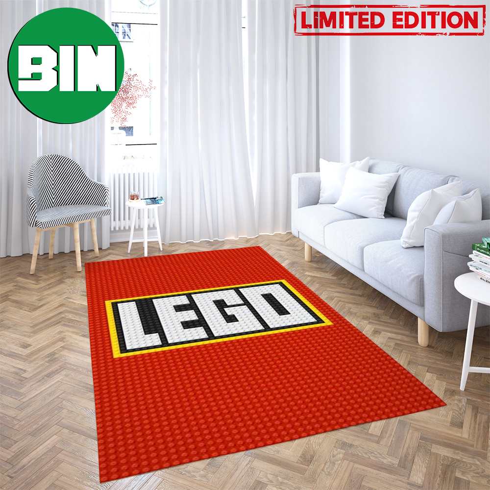 Lego Logo Red Background Rug Carpet Home Decor
