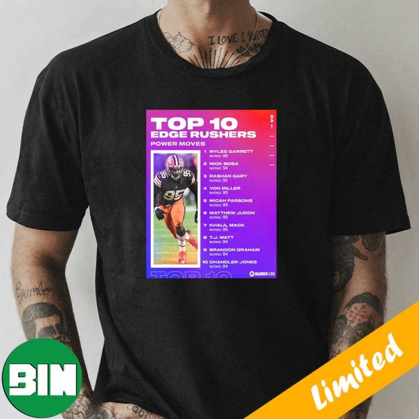 Madden NFL 24 Top 10 Edge Rushers Power Moves T-Shirt