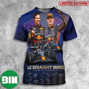 New F1 Record Red Bull Take Their 12th Win In A Row 3D T-Shirt
