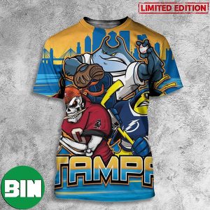 Tampa Bay Buccaneers x Tampa Bay Lightning x Tampa Bay Rays Art By Eric Poole All Over Print T-Shirt