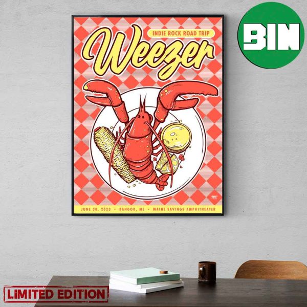 Weezer Indie Rock Road Trip June 30 2023 Bangor ME at Maine Savings Amphitheater Poster Canvas