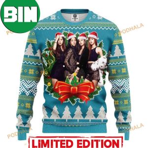 Blue Pine Tree Pattern Best Black Pink Music Band Merry Xmas Ugly Christmas Sweater