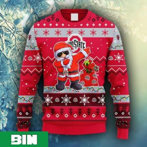 Dabbing Santa Claus With Ohio State Buckeyes Christmas Ugly Sweater For Men Women