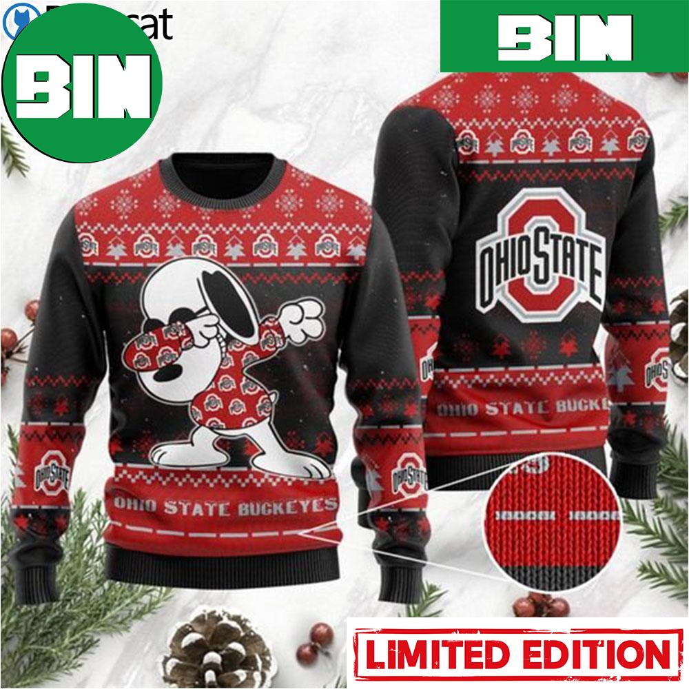 Dabbing Snoopy Funny Christmas Holiday 2023 Ohio State Buckeyes Ugly Sweater For Men And Women