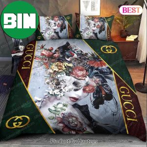 Dark Queen And Flower Bedroom Duvet Cover Luxury Gucci Bedding Set