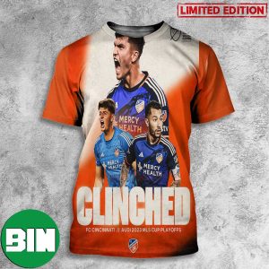 FC Cincinnati All For Cincy Clinched Audi 2023 MLS Cup Playoffs 3D T-Shirt