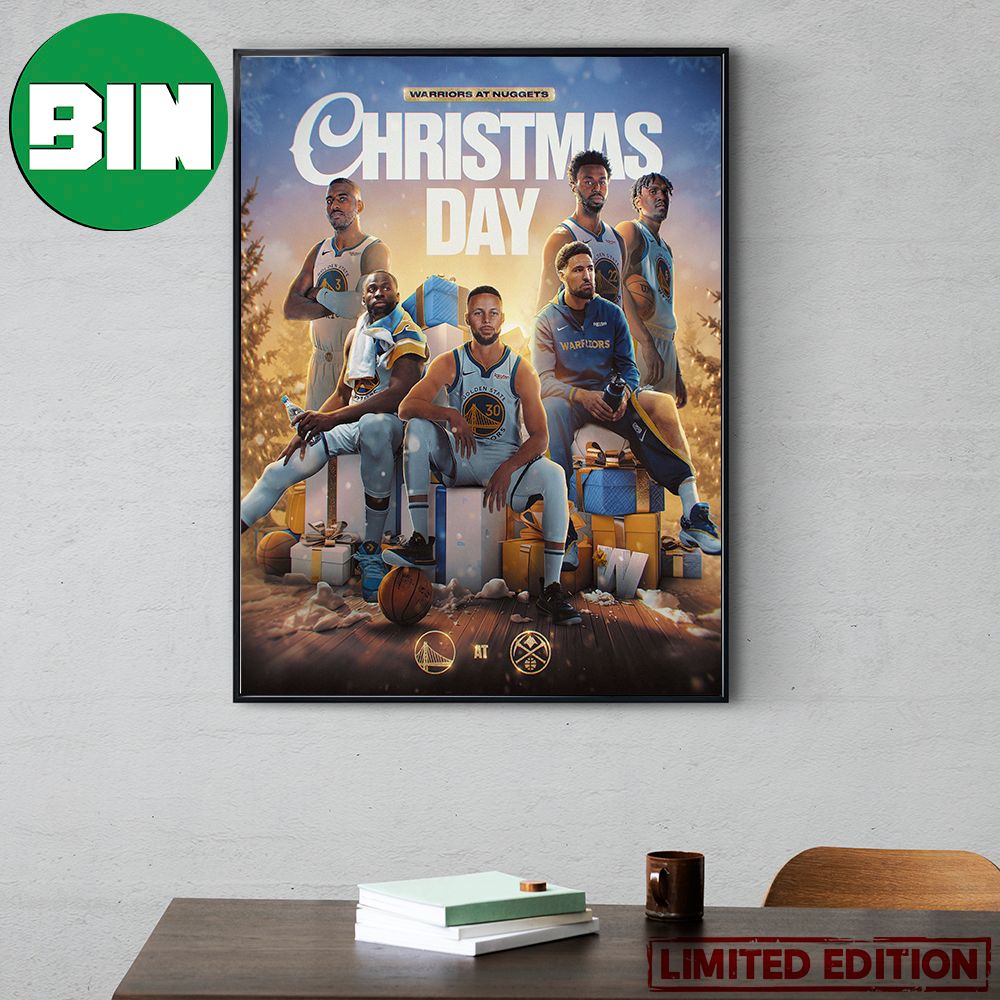 Golden State Warriors vs Denver Nuggets Holiday Hoops NBA XMas Christmas Day  Poster Canvas - Binteez
