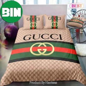 Gucci Brown Stripe Luxury Brand High-End Gucci Bedding Set