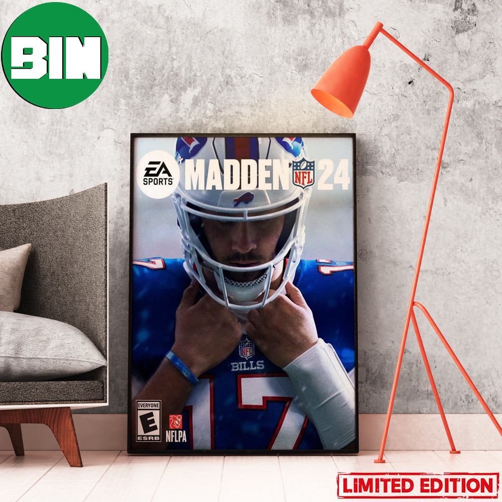 Josh Allen Buffalo Bills EA Sports Game NFL Madden 24 New Cover Home Decor Poster Canvas