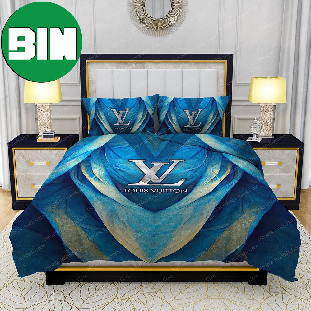 LV Blue Abstract Background Bedroom Duvet Cover Louis Vuitton Bedding Set -  Binteez