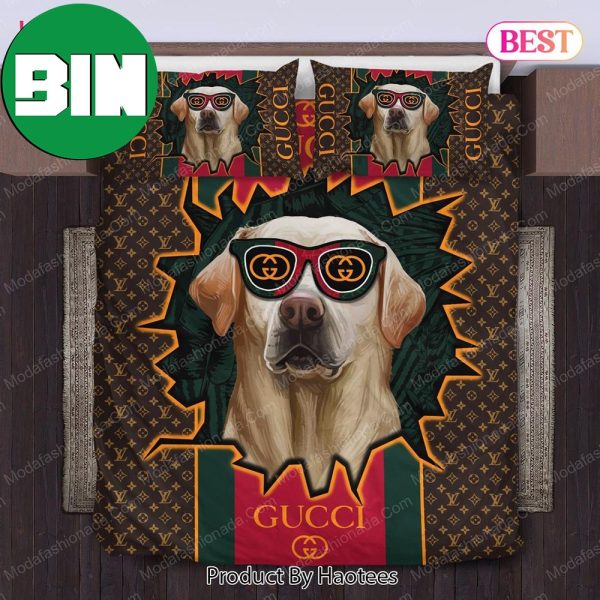 Labrador Retrievers Dog Funny Bedroom Duvet Cover Gucci Bedding Set