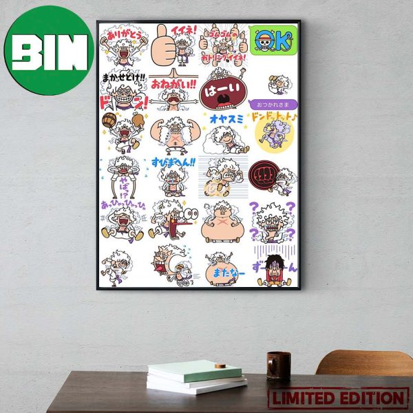 Luffy Gear 5 Wano Arc One Piece Funny Sticker Home Decor Poster Canvas