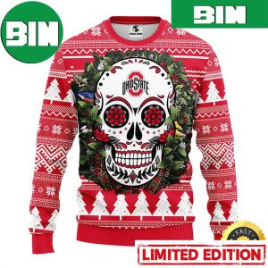 NFL Ohio State Buckeyes Skull Flower Best Gift For Holiday 2023 Christmas Ugly Sweater