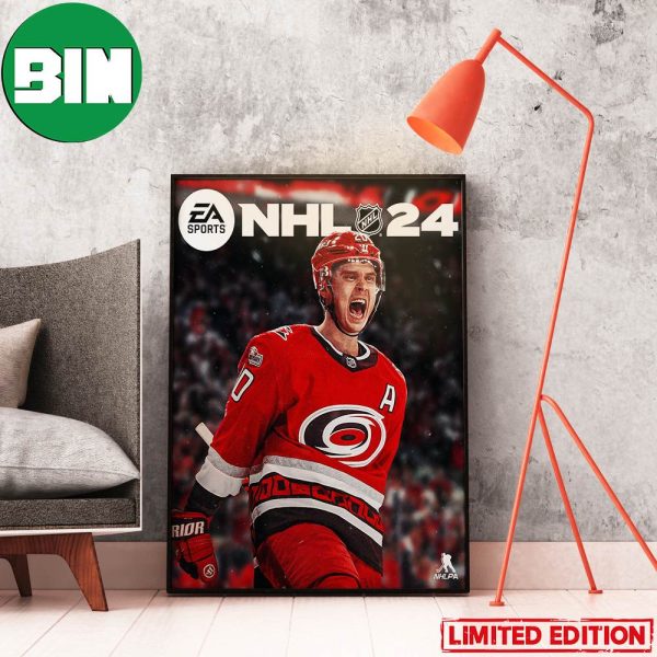 NHL 24 EA Sports Cale Makar Named Cover Athlete Carolina Hurricanes Home Decor Poster Canvas