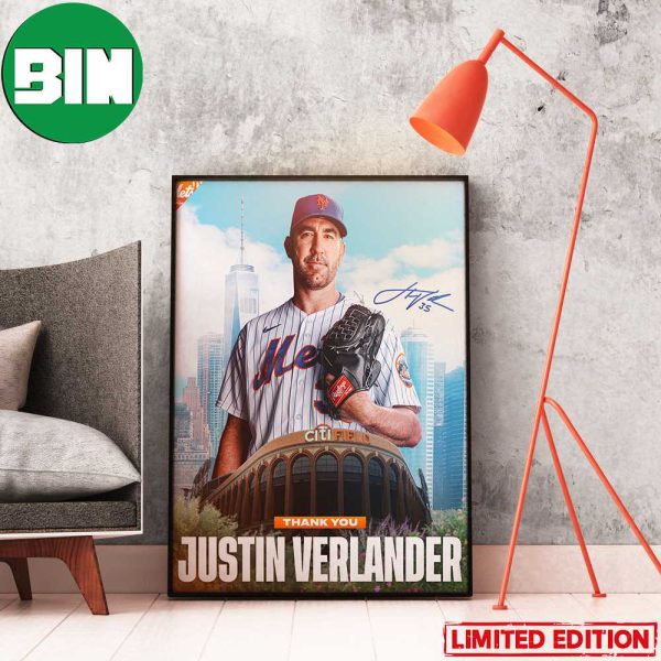 New York Mets Thank You Justin Verlander Signature Poster Canvas