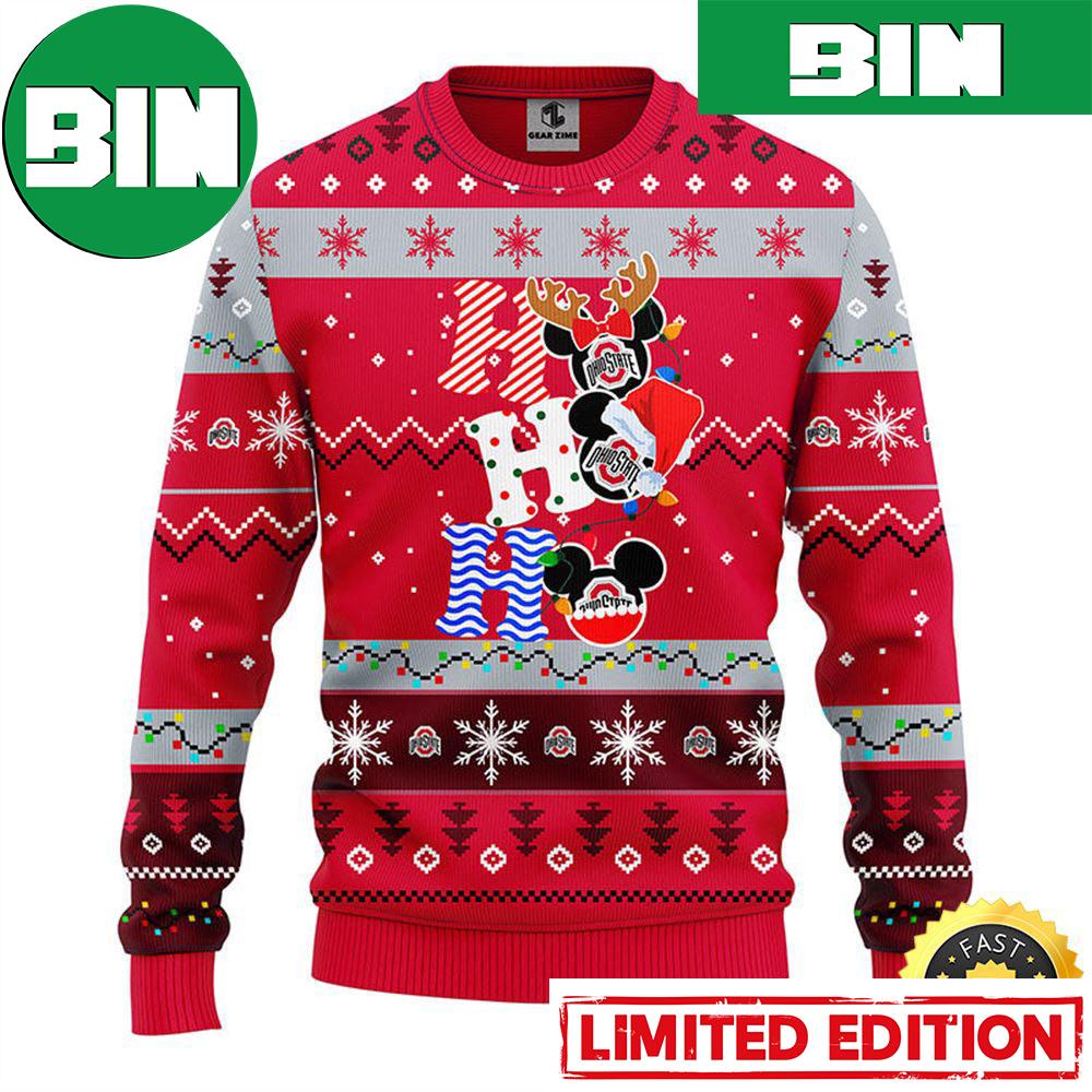 Ohio State Buckeyes Hohoho Disney Mickey Christmas Gift 2023 Holiday Ugly Sweater